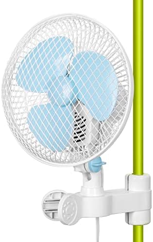 blessny Namiot oscylacyjny do uprawy roślin Clip-on wentylator do montażu masztu, kabel o długości 250 cm, mały wentylator Monkey do hydroponiki, 20 W, 2 prędkości, super cichy, z wtyczką UE