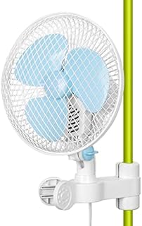 blessny Namiot oscylacyjny do uprawy roślin Clip-on wentylator do montażu masztu, kabel o długości 250 cm, mały wentylator Monkey do hydroponiki, 20 W, 2 prędkości, super cichy, z wtyczką UE