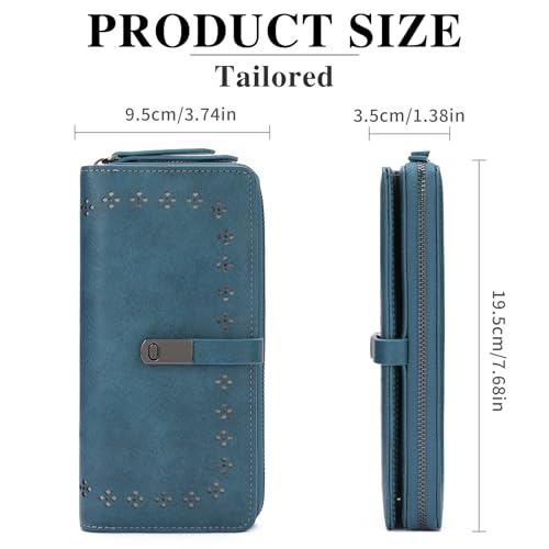 Image of Wallet for Women Large Capacity RFID Blocking Leather Bifold Card Holder with Zipper Change Pocket