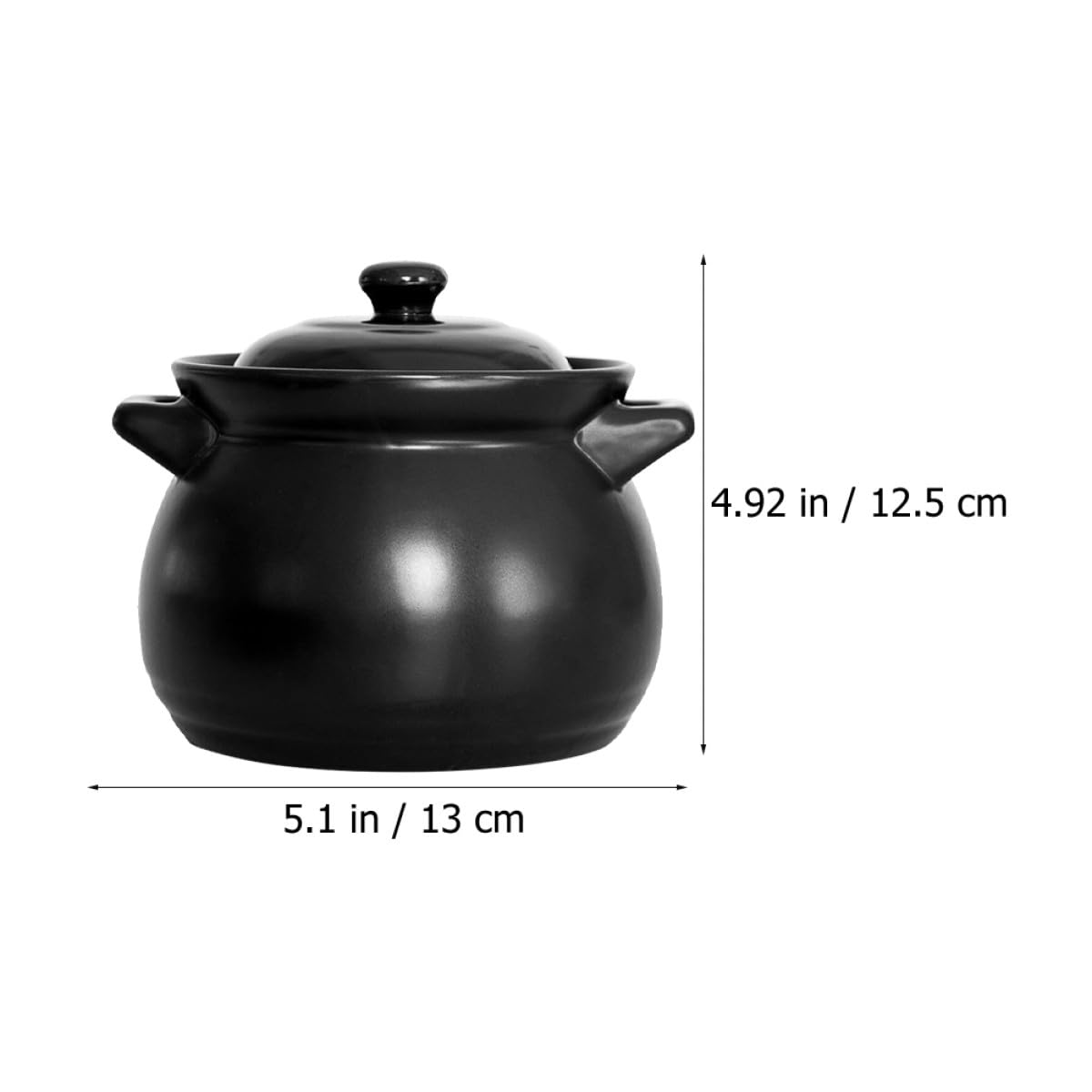 Beavorty Olla Mini de Barro Negra 1.1l Resistente al Calor para Estofado y Cocción a Fuego Abierto, Cazuela de Cerámica para Bebés y Cocina Casera