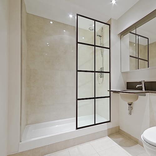 Madeira Series Grid Pattern Shower Screen With Enduroshield 36 X 76 Inch Fixed 3/8" Thick Clear Tempered Glass #TOP4