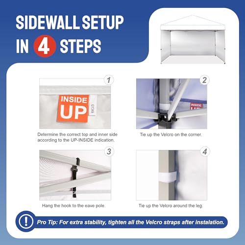 CROWN SHADES 12x12 Canopy Sidewalls (4pck) - Side Walls 12x12, Sidewalls for Canopy - Tent Accessories, Beige