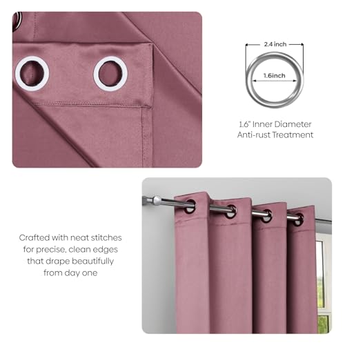 Image of Rivermoor 5 Feet Blackout Curtains Set of 1 | Solid Window Curtain for Living Room & Bedroom | Dusty Rose | 80% Room Darkening | 250 GSM | Acrylic Eyelet | 114 x 152 cm