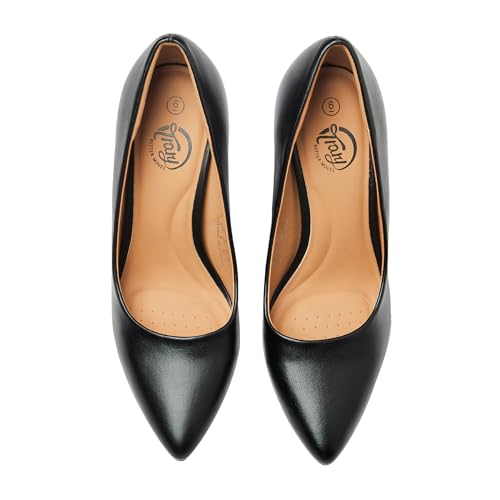 Trary Women’s High Heel Dress Pump Pointed Toe Shoe Classic Office Special Dressy Casua Wedding Pump Shoes Black Size 84