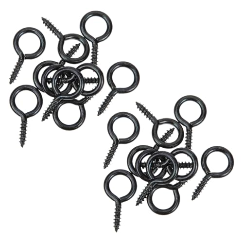 PACKOVE Ganchos de Ojo Autorroscantes Negros de Metal 30 Piezas, Tornillos Resistentes para Colgar en Interiores y Exteriores, Alcayatas para Techo y Uso Industrial