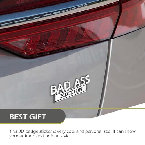 Image of Car Bad Ass Edition Emblem, 3D Car Badge Decal, Auto Fender Bumper Hood Trunk Door Decal, Auto Exterior Essentials Accessories, for Vehicle Motorcycle SUV Truck (Sliver-Black)