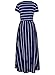 Lovezesent Women's Casual Loose Navy Striped Maxi Dresses Summer Short Sleeve High Waist Pleated A Line Long Dress Small