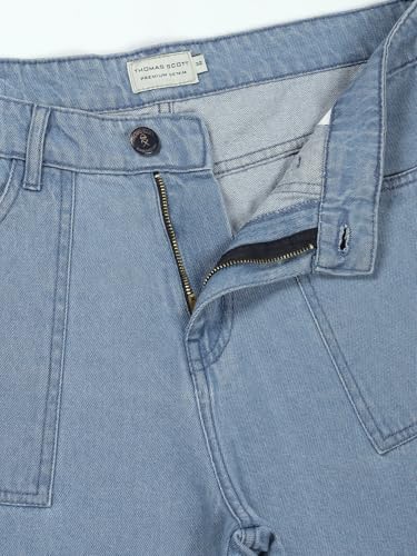 Image of Thomas Scott Mens Mid Rise Relaxed Fit Cotton Cargo Jeans