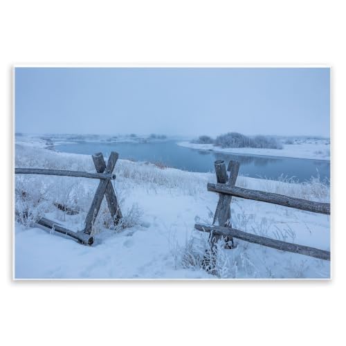 Stupell Industries Snow Covered Fields Country Fences Winter Landscape, Design by Steve Smith, 15 x 10, Wall Plaque