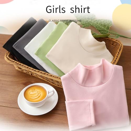 Image of Girls Ruffle Long Sleeve Mock Neck Tops Basic T Shirt Kids Fall Winter Tops Active Layer Shirts
