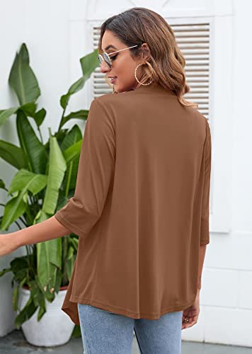 Image of Heymoments Women's Lightweight Open Front Cardigans 3 /4 Sleeve Casual Soft Drape Fall Cardigan S-2XL