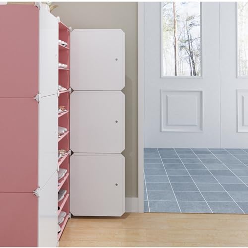 Meuble à chaussures assemblé en plastique avec portes pour rangement efficace