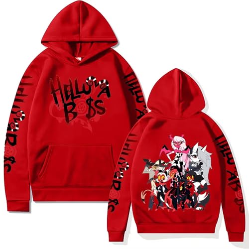 Pisorex Unisex Alastor Hoodie Pullovers Cosplay Costume 3D Printed Hooded Sweatshirt with Kangaroo Pocket (Red Small)