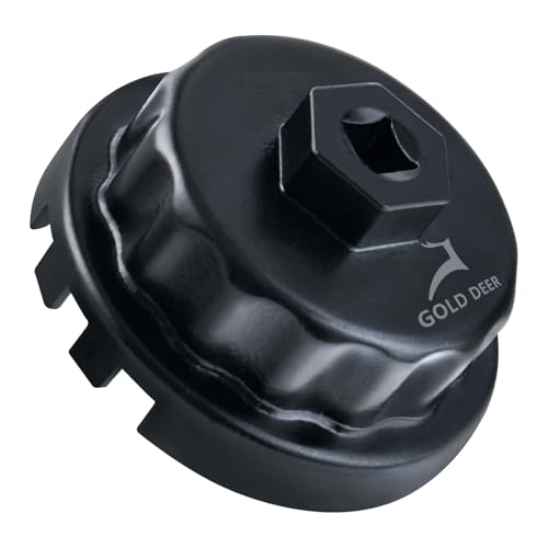 GOLD DEER Oil Filter Wrench 64mm 14 Flute Heavy Duty 0il Filter Cap Wrench Removal Tool Oil Filter Tool for Toyota,Lexus,Camry,4 RunnerTundra,Highlander,Sienna,Cruiser 2.5-5.7L Engine, Black