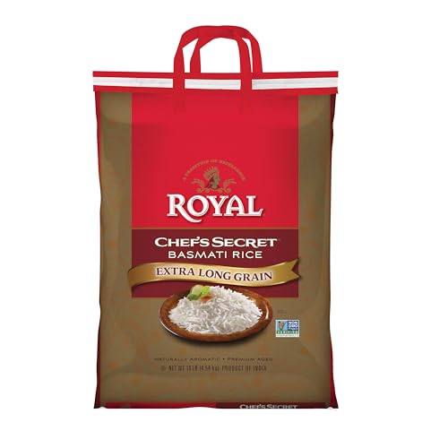 Royal Chef's Secret Basmati White Rice - Premium Extra Long Grain Basmati Rice - 10 lb Bag