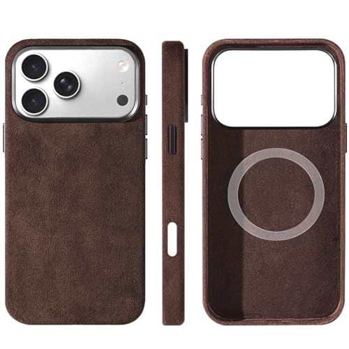 Coque en Alcantara pour iPhone 17 Pro : protection luxe en daim marron