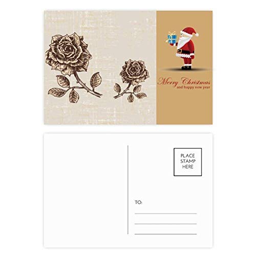 Cartes de remerciement Père Noël fleurs : lot de 20 cartes postales de vœux