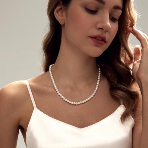 Image of Zeffy Pearl Necklace 4MM /6MM /8MM Dainty Round Imitation Pearl Choker Necklace Wedding Pearl Necklace Delicate Jewelry for Women Simple Bridesmaid Jewelry Gifts