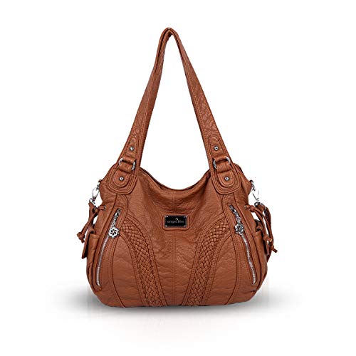 NICOLE & DORIS Grand Sac a Main Epaule Sac Femme Sac Cabas Cuir Souple Sac Bandouillere Femme Vintage Brun 2