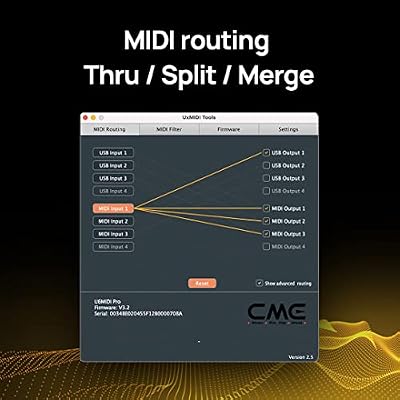 CME U6MIDI Pro + 4-Pack 2FT TRS 3.5 (A) MIDI Cables - MIDI Interface with Router, Mapper and Filter + 4-Pack TRS 3.5 Low-Profile MIDI cables