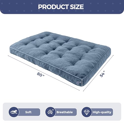 MAXYOYO 6" Futon Mattress Full Size, Thick Boucle Futons Sofa Couch Bed Sleeper Sofa Bed Floor Mattress for Adults, Shredded Foam Filling (Frame Not Included), Dusty Blue