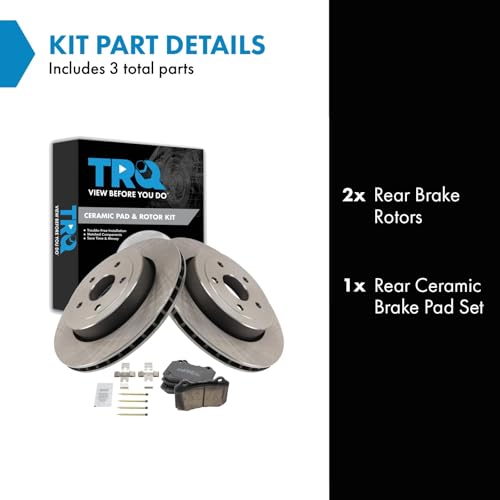 Image of TRQ Rear Brake Pad and Rotor Set Ceramic Compatible with 2006-2010 Jeep Grand Cherokee