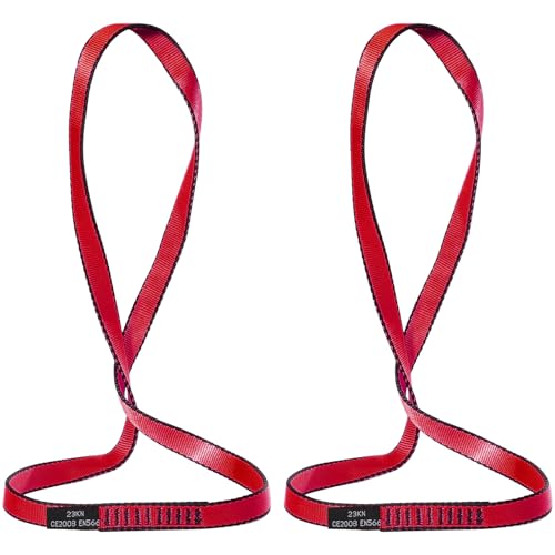 18mm Nylon Climbing Sling Runner 23KN-CE2008 EN566 Certified Webbing Straps (Red-2pcs, 60cm) - image 1