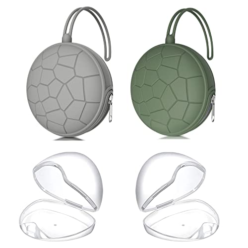 Smlpuame 4 Pack Pacifier Holder Case Set,2 Silicone Portable Pacifier Cover Pouch Bag For Diaper Bags Baby Carriage With 2 Transparent Pacifier Storage Container Box,Easy To Clean,Football(Green+Grey) #TOP5