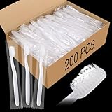 200 Stück vorgepaste Einwegzahnbürsten, einzeln verpackte Zahnbürsten, Reisezahnbürsten mit weichen Borsten, Einmalzahnbürsten für Hotel, Camping, Reisen & als Spende für Obdachlose (Weiß)