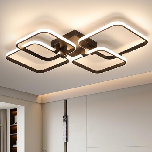 Lista de Candil Top 10. 41 ZEQICH Lámpara de Techo Moderna LED Dimmable, Lámparas de Techo para Interior de Casas, Candiles de Techo, Lámpara de Techo para Sala, para Sala Dormitorio Cocina (Negro 4...
