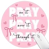 Hancynir Inspirational Quote Mouse Pad for Desk, Cute Bows Heart Small Mousepad with Non-Slip Base, Round Mouse Pads for Laptop Gaming, Computer Mouse Mat for Desk Accessories Office Decor Supplies