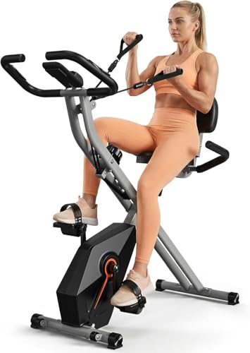 Foldable Exercise Bike with Arm Bands