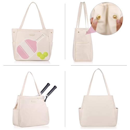 CHICECO Tennis Tote Bag for Women, Large Tennis Racket Bag, tennis bag 2 rackets,Pickleball Bag,Padel Bag,Black - Image 3