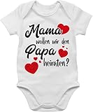 Baby Body Junge Mädchen - Hochzeit - Mama wollen wir Papa heiraten - Heiratsantrag - 1/3 Monate - Weiß - strampler hochzeitsantrag heiratsantrag+baby+body dad bodys antrag herz babybody heirat