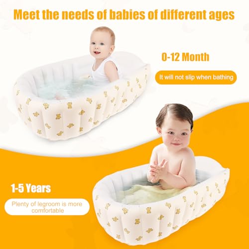 Inflatable Baby Bathtub PVC Toddler Bath Tub Built in Air Pump Foldable Travel Shower Basin Ergonomic Infant Bath Tub for Baby - Image 4