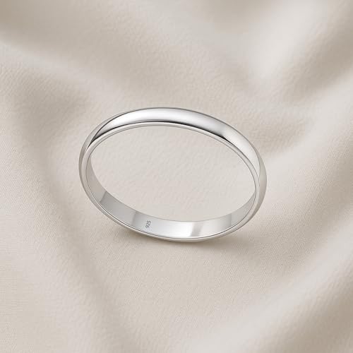 Charmsy 925 Sterling Silver Rings for Women & Men | 3MM & 7MM High Polish Classic Round Wedding Band Ring | Tarnish Resistant Plain Statement Finger Ring(Size : 5-10 No.)4