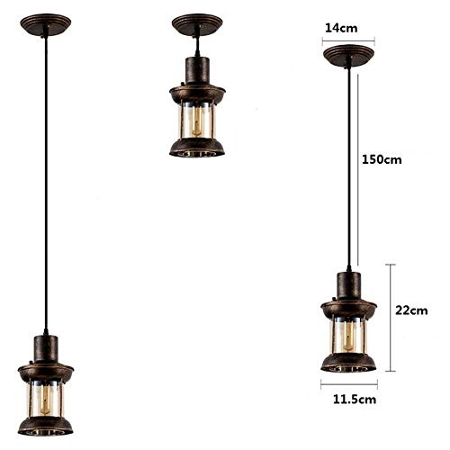 Lampe LED loft industriel suspendue avec globe en verre rétro - 7