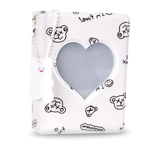 3 Inch Kpop Photocard Binder, AWAVM Cute Kpop Photocard Holder Book Mini Photo Kpop Album, Hollow Kpop Binder Collector Book 40 Pockets Photo Card Holder with Lovely Pendant for Photo Collection