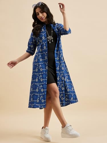 Image of Azira Cotton Abstract Print Front Open Shrug & Calf Length & Western & Casual Wear & Summer Wear & Shrugs for Woman Stylish