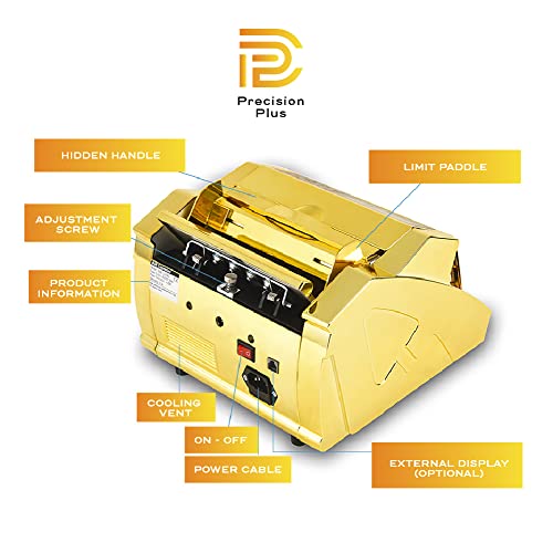 Precision Plus Money Counting Machine - Gold Money Counter Machine, Bill Counter With Counterfeit Detection, Fast And Accurate Currency Counter, Cash Counting Machine, Money Counter Machine #TOP5
