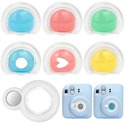 Filtro de lente de primer plano de color compatible con Fuji Instax Mini 12, filtros de color de cámara instantánea, kit de filtro de lente de plástico, amarillo, rosa, azul, verde, con espejo | Ya disponible en tu tienda friki favorita! En mundofriki.es!