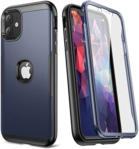 YOUMAKER Metallic Designed for iPhone 11 Case, Full Body Rugged with Built-in Screen Protector Heavy Duty Protection Slim Fit Shockproof Cover for iPhone 11 Case 6.1 Inch-Black