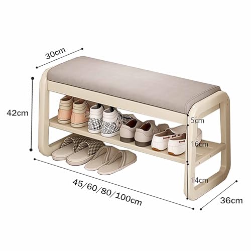 Banc d'entrée en bois massif avec rangement à chaussures