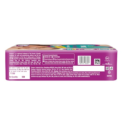 Image of Pampers Active Baby Taped Diapers, Small size diapers, (S) 66 count, taped style custom fit (Pack of 4)