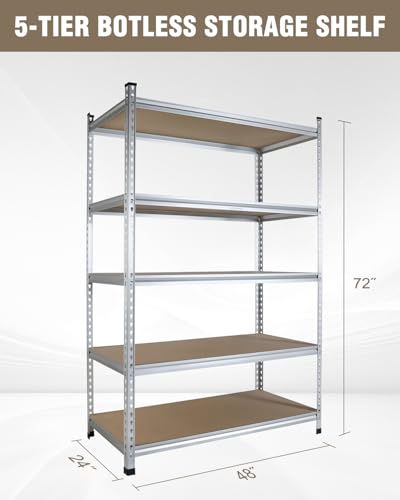 Image of WORKPRO 5-Tier Aluminum Alloy Shelving, 48 inchW x24 inchDx72 inchH, 2750LBS Capacity | Durable Aluminum Alloy, 2750LBS Load Capacity, Adjustable for workshop, garage, 3D printer station