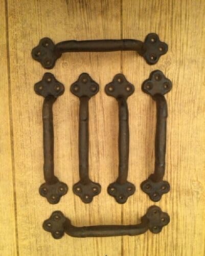 Vintage Cast Iron Large 9" Rustic Vintage Style Gate Pulls Handle (Set of 6) 05122