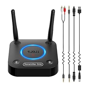 1Mii Bluetooth transmitter tv, groot bereik Bluetooth audio zender met dual antenne, aptX Low Latency & HD, AUX/RCA…