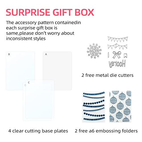 A5 Manual Metal Die Cutting & Embossing Machine With 2 Embossing Folders Bunting Christmas Bauble & 2 Metal Die Cutter, Portable & Easy To Use Craft Starter Kit For Arts, Crafts, Scrapbooking, Cardmaking #TOP3