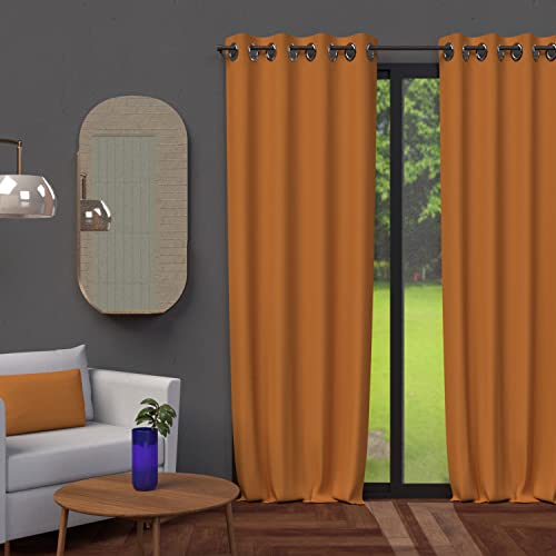Soleil d'ocre, Alix Blackout Curtain with Eyelets Ochre Polyester, 135 x 250 cm, W 55.1" x L 98.4" (1 Panels) - Image 2