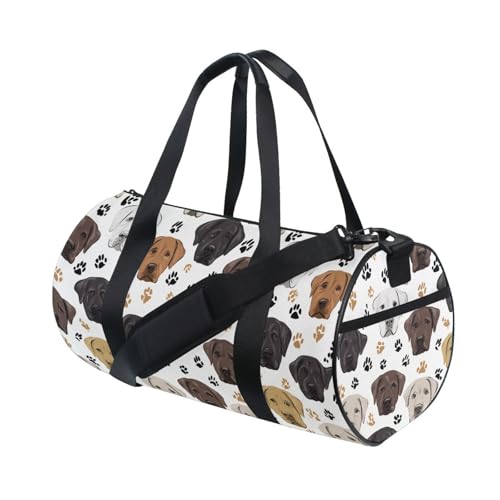 Cartoon Dog Head Sports Duffel Bag Durable Full Print Barrel Gym Bag with Large Main Pocket, Side Zippered Compartment for Training Gear Sportswear and Travel Essentials3